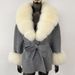 Luxury Double-Faced Wool Coat With Fox Fur Collar - Oversized Women's Winter Coat, Elegant Mid-Length Trench Coat For Casual & Office Wear_ecoleips.com