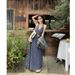 Plaid Slimming Design Dress With Hanging Neck And Long Skirt_ecoleips.com