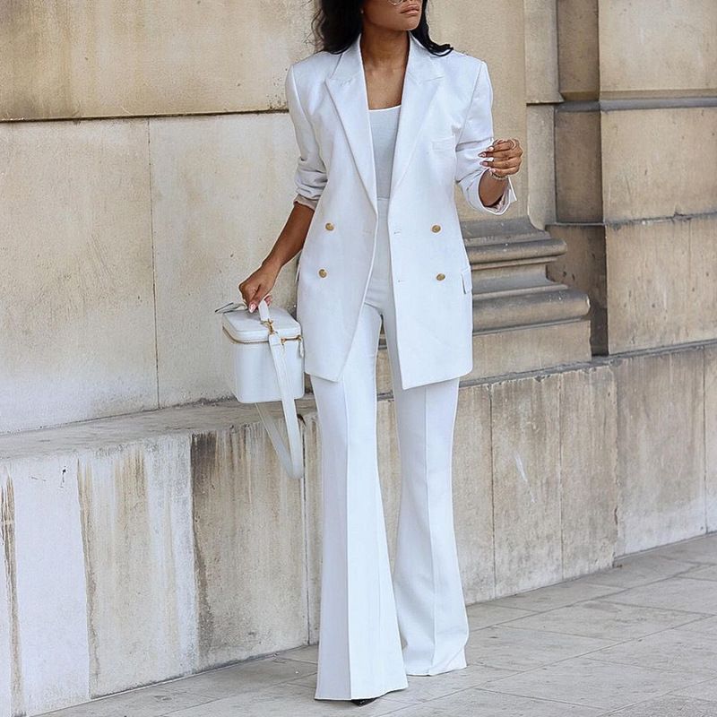 Women's Elegant Streetwear Solid Color Polyester Blazer Suits_ecoleips.com