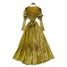 Women's High-End Pleated Dress European American Style Cross Border Fashionable Print Patchwork Long Dress With Tie Waist For Autumn 2025_ecoleips.com