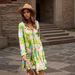 Women's Clothing Style Women's Printed V-Neck Long Sleeve Dress Fashionable Hot Selling Item Cross Border_ecoleips.com