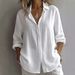 White Women's Cotton Linen Long Sleeve Shirt Loose Fitting Spring Autumn New Style Sun Protection Casual Top_ecoleips.com