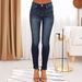 Women's Clothing Women's Mid Waist Contrast Stitching Denim Skinny Pants_ecoleips.com