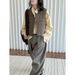 Aria Basics Louvre Spring New Parisian Artistic Designer Style Lem Waffle Down Vest Casual Short Top For Women_ecoleips.com