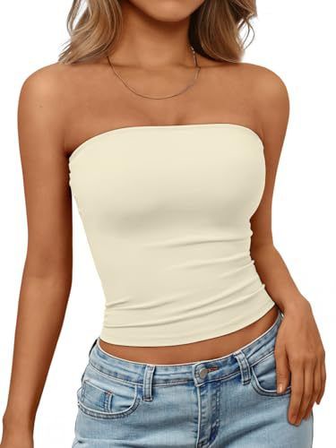 Summer Women's Basic Solid Color off Shoulder Backless Sleeveless Strapless Top Sexy European American Style E Commerce_ecoleips.com