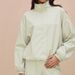 Voya Spring New Apricot Stand Up Collar Sports Suit Women's Loose Casual Long Sleeved Top Wide Leg Pants Two-piece Set_ecoleips.com