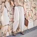 Suitable For All Seasons High-End Pure Linen Curved Knife For Women, Summer Thin Plus Size High Slimming Loose Advanced Elastic Waist Casual Long_ecoleips.com