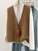 Aria Basics V-neck Knitted Vest Women, Suitable For Spring, Autumn, Winter, 2025 Stylish And Fashionable Vest, Plus-size Cardigan_ecoleips.com