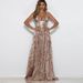 Hot Sale European And American Women's Deep V Sexy Suspender Slit Dress Evening Dress_ecoleips.com