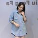 Women's European Style Long Sleeve Denim Shirt D Letter Rhinestone Detail Loose Fit plus Size Fashionable Thin Jacket for Spring Autumn_ecoleips.com
