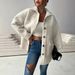 Women's Clothing Thick Faux Fur Jacket With Concealed Buttons & Pockets, Casual Elegant Long Sleeve Coat For Autumn Winter Warmth_ecoleips.com