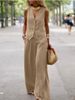 2024 New Fashion Solid Color Suit Vest And Pants Patchwork Casual Two-Piece Set For Women_ecoleips.com