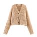 Fashion Versatile 4-Color Plush V-Neck Knitted Sweater_ecoleips.com