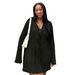 Women's Clothing Plus Size Dress Temperament Slim Lace Skirt Flared Long Sleeved Solid Color Dress_ecoleips.com