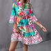 Women's Clothing New Pleated Sleeves Printed Trumpet Sleeves Ruffled Hem_ecoleips.com