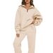 2023 New Cross-Border Best-Selling Women's Solid Color No-Pocket Sweatshirt Pants Set For Europe And America_ecoleips.com