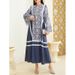 Women's Clothing New Style Stitching Contrast Color Retro Pattern Women's Robe Loose Fashion Dress Women Autumn And Winter_ecoleips.com