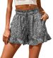 2025s 2025 Summer New Women's Chiffon Printed Casual Pocket Waist Shorts_ecoleips.com