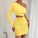 Women's Autumn Fashion Spice Girl Slant Shoulder Cut-Out Slim-Fit Hip Dress_ecoleips.com
