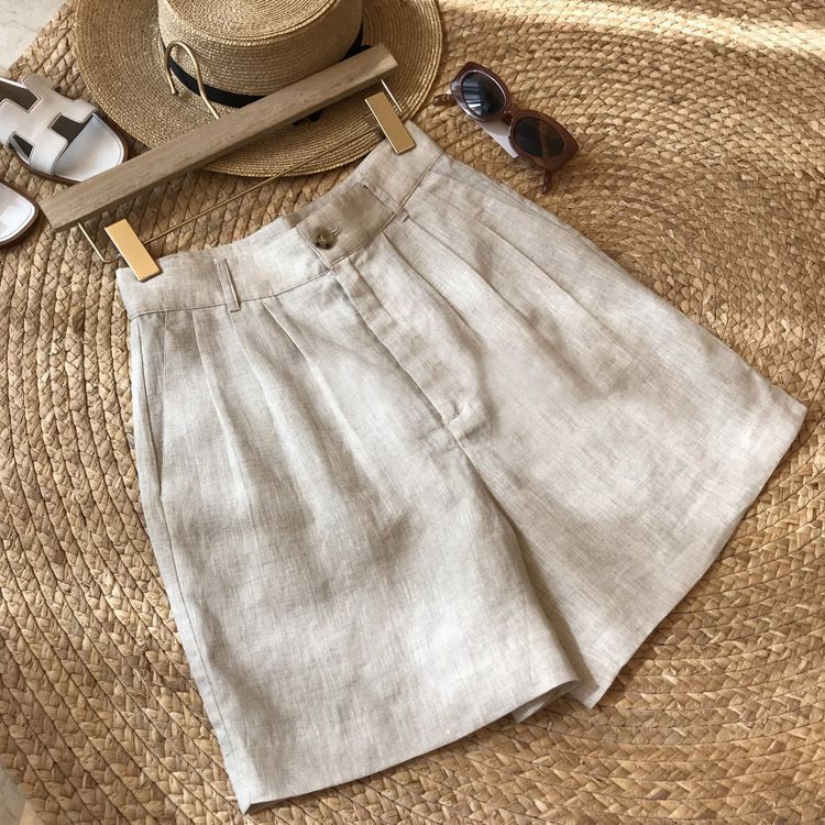 Women's Clothing New Style Meat Covering And Slimming Drape Linen Casual Shorts For Women Summer Thin Wide Leg Pants Five Point Mid Length Pants_ecoleips.com