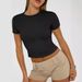 Summer Slim Fit Women's T-Shirt European American Style Pullover High Grade Milk Silk round Neck Hot Girl Outer Wear Fashion Top_ecoleips.com