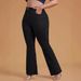 Plus Size Black Stretch Denim Flared Pants Frayed Hem Fashionable Women's Jeans For Spring/Autumn & Summer_ecoleips.com