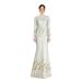 Elegant Satin Muslim Fashion Suit Set With 3D Floral Embroidery Waist Cinching Fishtail Maxi Skirt Women's Top_ecoleips.com