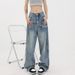 KEN STUDIO Retro-style Wide-leg Jeans For Women, New High-waisted Straight-leg Floor-length Pants_ecoleips.com