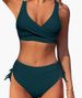 Women's Clothing Swimsuit Split Bikini Solid Color Cross Straps High Waist Swimsuit_ecoleips.com