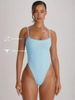 Solid Color High Leg Cheeky Swimsuit With Strappy Straight Neck For Women_ecoleips.com