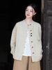 25 Spring New Artistic Cotton And Top Shirt Women's Color Blocked Pan Buttoned Cardigan Coat_ecoleips.com