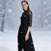 2025 European Style Patchwork Chiffon Round Neck Lace Long Evening Dress Women's Clothing_ecoleips.com