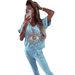 2024 European And American Cross-Border Trade Women's Summer Evil Eye Sequin Pattern Short Sleeve Long Pants Fashion_ecoleips.com