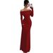 Women's Sexy Off Shoulder Shirred Bodycon Maxi Dress – Elegant Fall Evening Gown 2026_ecoleips.com