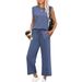 Women's Clothing Women's Loose Sleeveless Round Neck Vest Top And Pants Casual Two Piece Suit Style Clothing_ecoleips.com