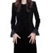 Elegant Luxurious Velvet And Mesh Patchwork Slim-Fit Long-Sleeve Shirt For Women, Fall 2025, High-End Fashionable Blouse_ecoleips.com