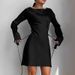 Women's Elegant Satin Short Skirt Dress Waist Cinching Ribbon Cross European American Style Autumn Slim Fit_ecoleips.com