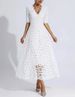 Women's Deep V Neck Mid Sleeve Knee Length Lace Evening Party Dress Elegant Formal Dinner Bridal Event Gown_ecoleips.com