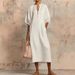 Women's Solid Color Casual Round Neck Dress Zipper Puff Sleeve American Style Spring Summer Hot Selling Loose Fit_ecoleips.com