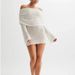 2025 New Knitted Short Beach Skirt Women's Sexy Perspective Long Sleeve One Shoulder Dress_ecoleips.com