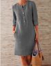 Women's Spring Cotton Linen Loose Dress Long Sleeve Round Neck Plus Size_ecoleips.com