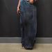 Women's Clothing Retro Distressed Washed Denim Jeans Reversed Waistband Regular Fit Spring/Autumn Solid England Fashion_ecoleips.com