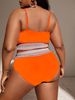 2026 Orange Contrast Trim Swimsuit Women Plus Size Swimwear Female High Waist Bathers Bathing Swimming Suit Summer Beachwear_ecoleips.com