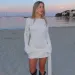 TARUXY Backless Sexy Knitted Dresses Women's Floral Lace Up Irregular Splice Slim Evening Mini Dress Autumn Elegant Long Sleeve_ecoleips.com