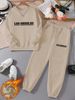 Women's Autumn/Winter Versatile Casual Long Sleeve Sweatshirt Fleece Lined Two Piece Set Letter Print_ecoleips.com