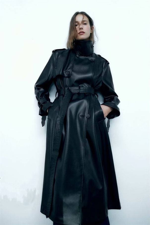 New Spring Autumn Women's Fashion European American Retro Casual Black Long With Belt, Stylish And Versatile_ecoleips.com