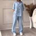 Women's Clothing 2 piece Set Large Size Cotton and Linen Shirt Set High Waist Loose Pants_ecoleips.com