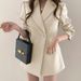 Women's Mid Length Blazer Loose Fit Casual Long Sleeved Suit Jacket Style Trendy Outerwear For Autumn_ecoleips.com