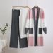 Women's 3-Piece Set Knitted Mid-Length Cardigan Vest And Wide Leg Pants Autumn Clothing European And American Style_ecoleips.com