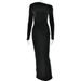 Women's Clothing Autumn And Winter New Hot Selling Oblique Shoulder Long Sleeved Hip Wrapped Long Skirt Fashionable Sexy Pleated Slim Dress_ecoleips.com